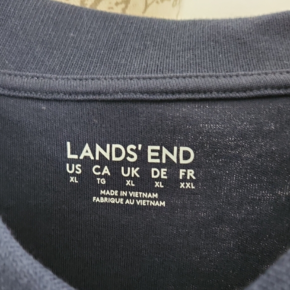 LAND'S END Navy Polo Long Sleeve Shirt - Picture 2 of 7